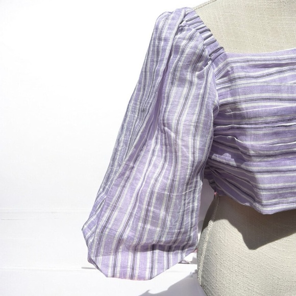 🌻NEW w/tags Sandro Blonvilla Puff Sleeve Crop Top | FR Size 4 / US Size 10 - Picture 4 of 14